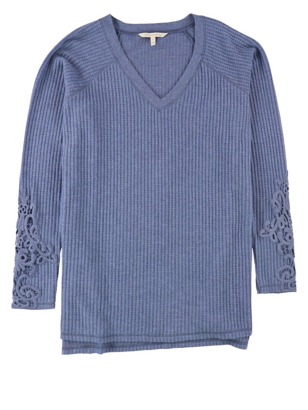 Soft Surroundings Womens Lace Detail Pullover Sweater